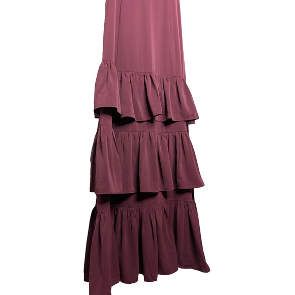 Abercrombie & Fitch Drama Ruffle Tiered Royalcore Chiffon Maxi Dress Purple SM - Picture 5 of 13